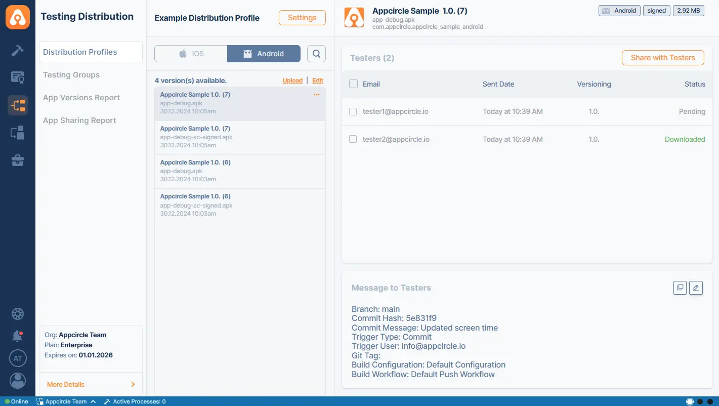 Appcircle Mobile App Testing Distribution Platform
