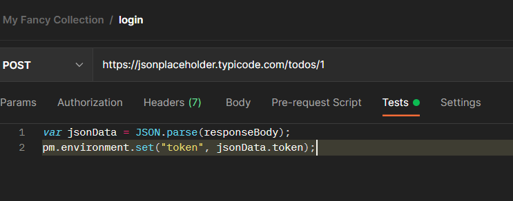 Parse and set token from login response on Postman
