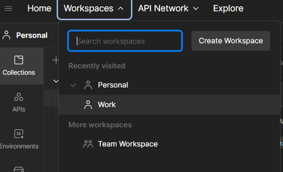 Workspaces on Postman