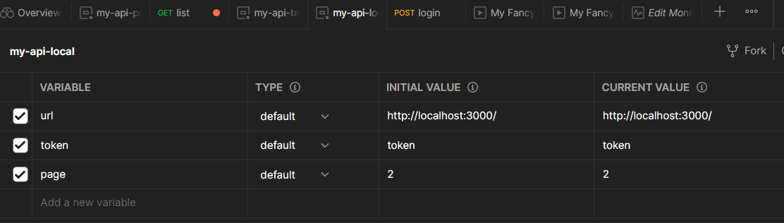 Environments and variables in Postman