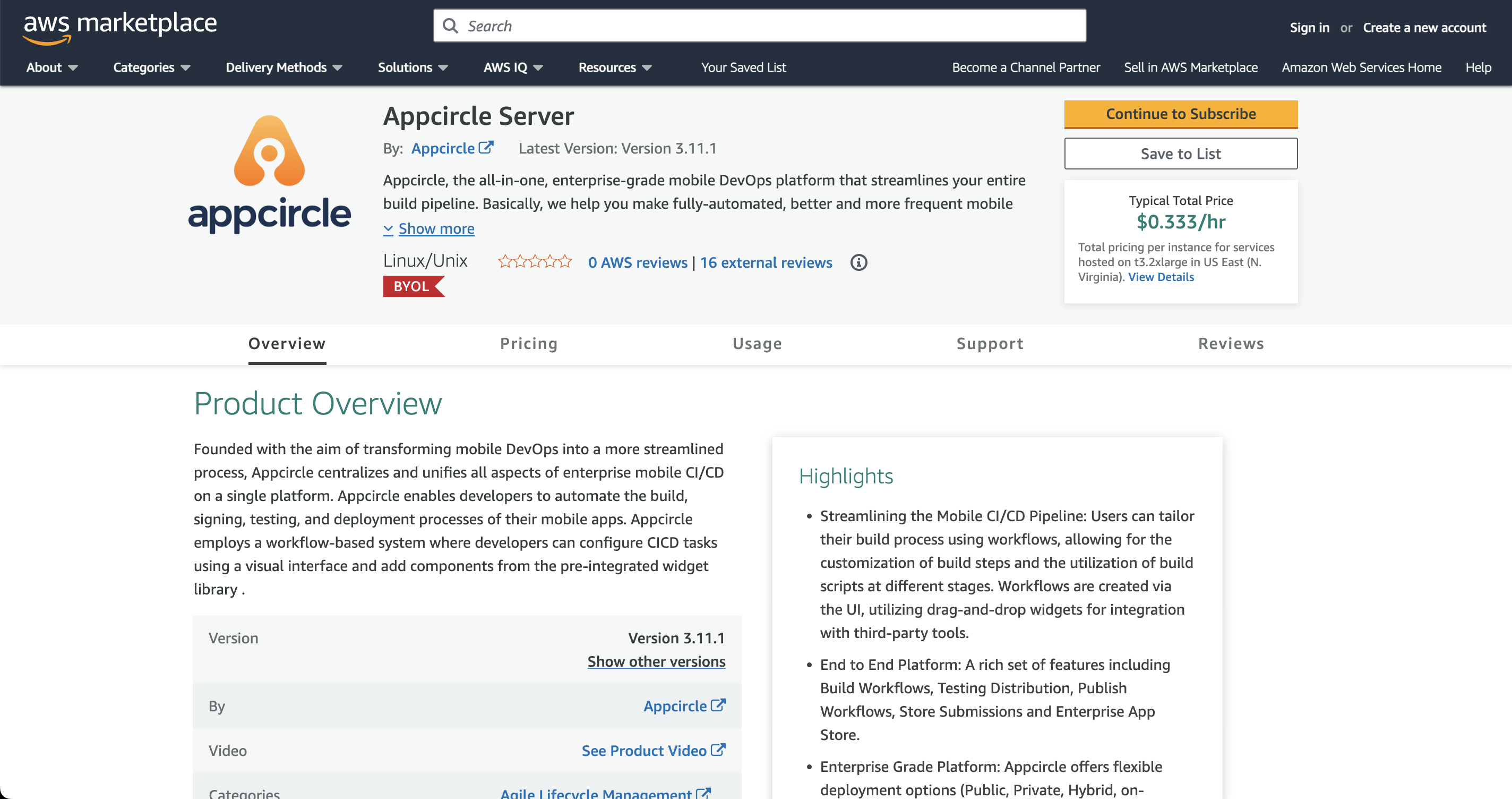 AWS Marketplace Appcircle Server