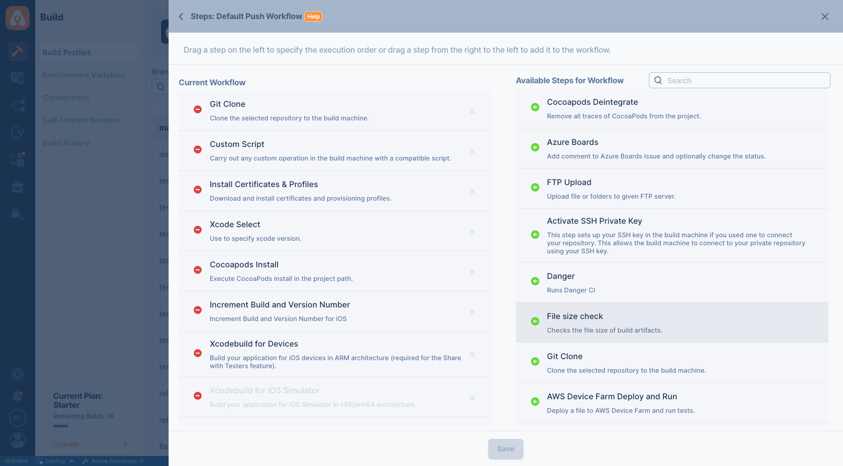 push workflow editing