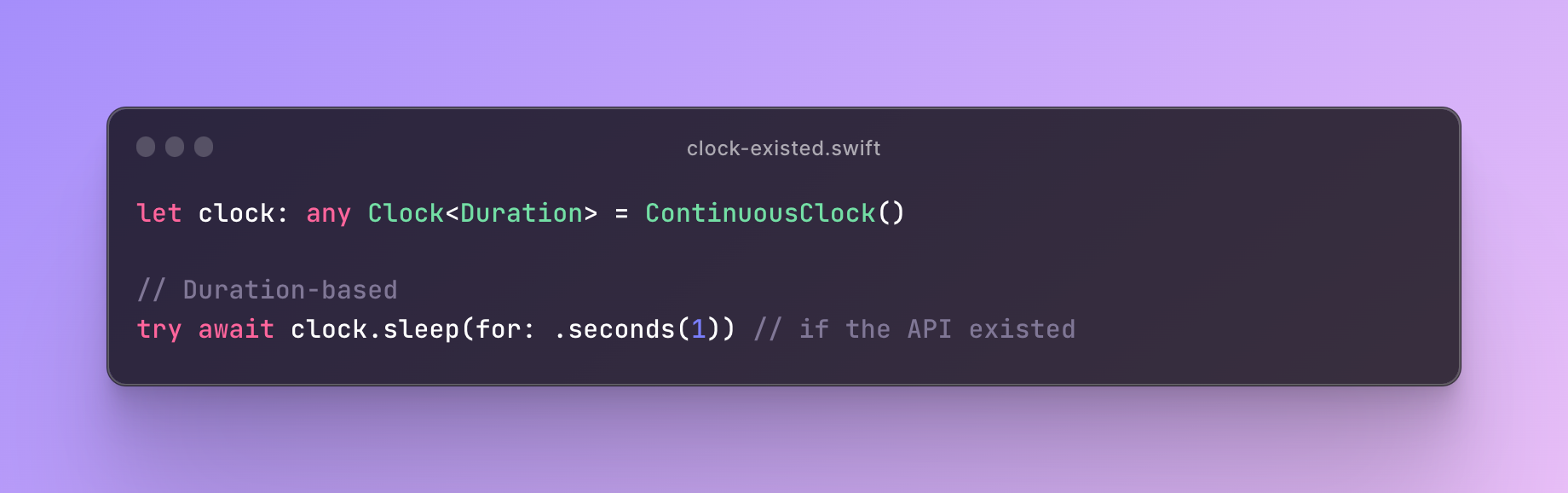 Add sleep(for:) to Clock