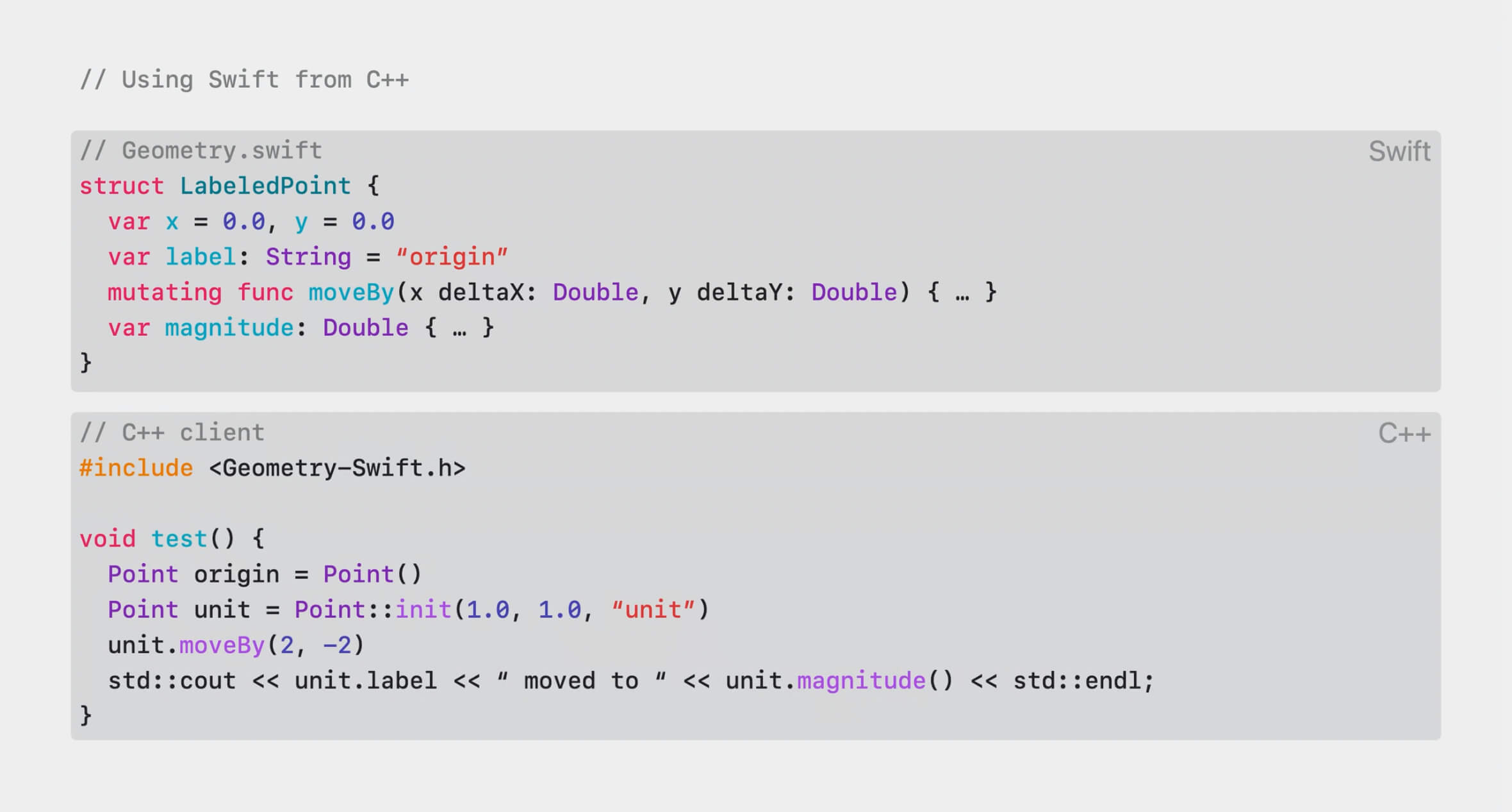 C++ Interoperability example