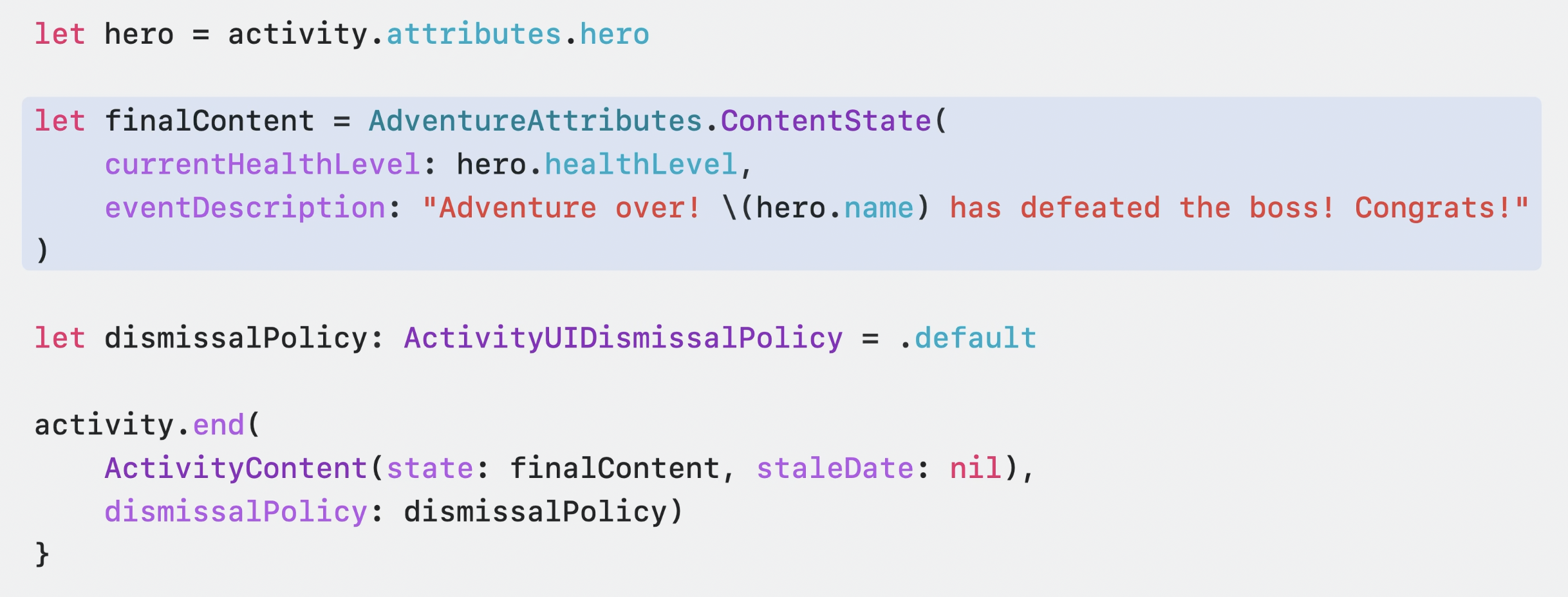 ActivityKit code example