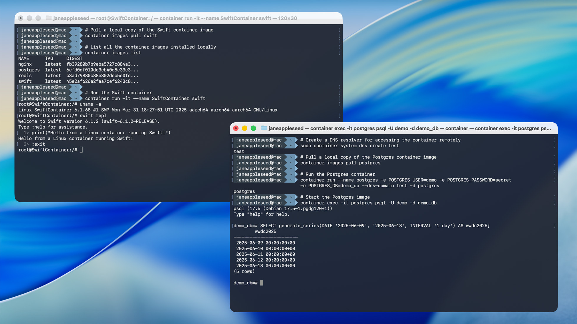 Containerization framework running Mac